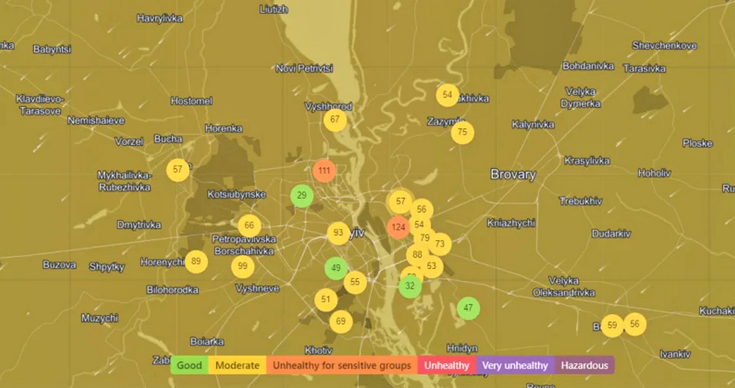 Мапа забрудненості повітря.
