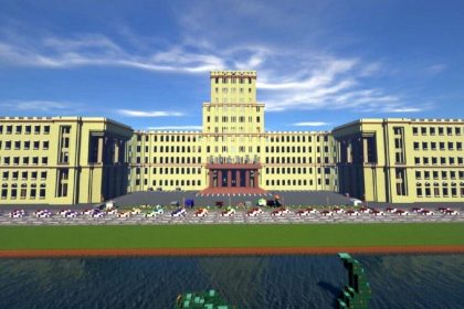 Копія реальної будівлі в грі Minecraft.